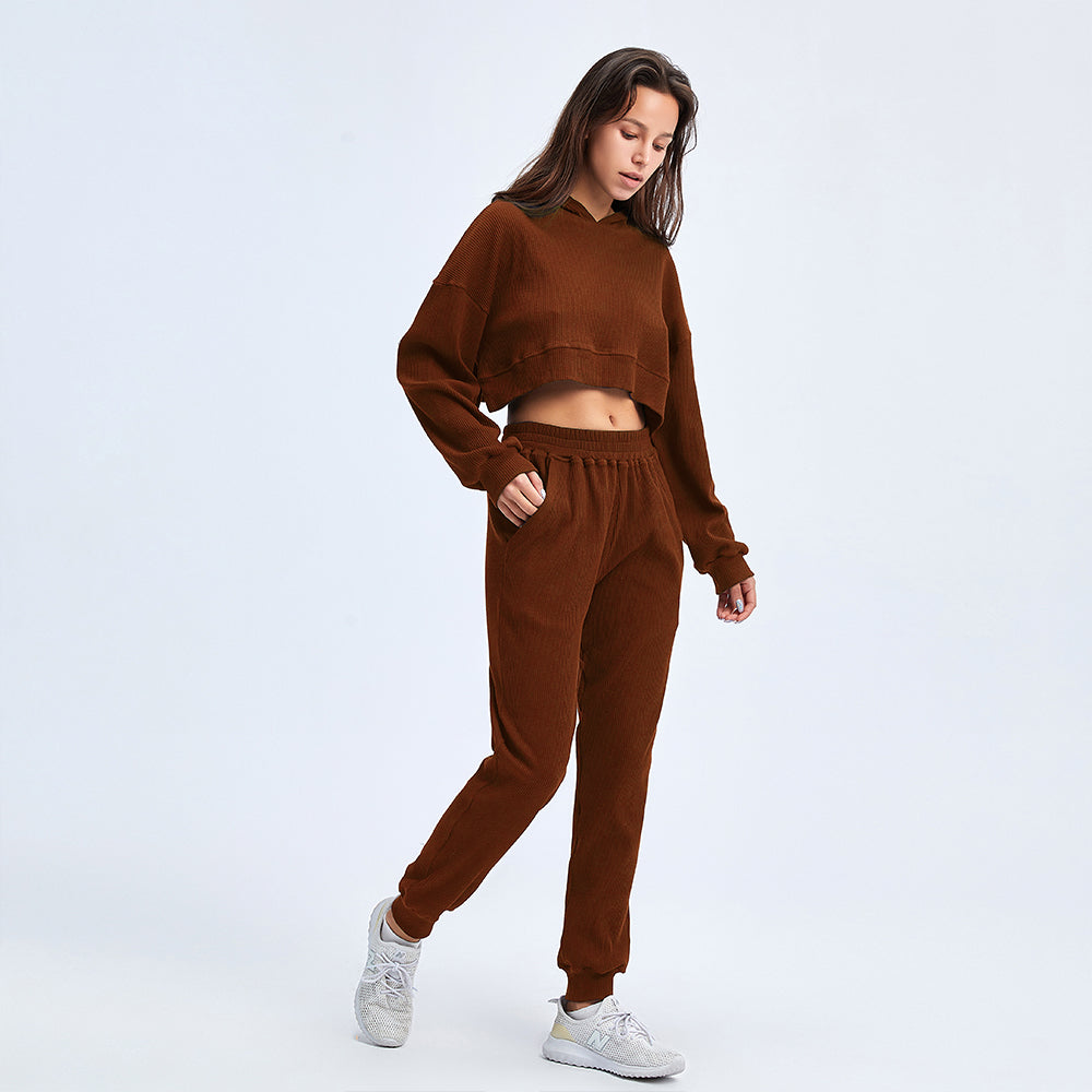 GOMIFLEX Cropped Hoodie Tracksuit Set