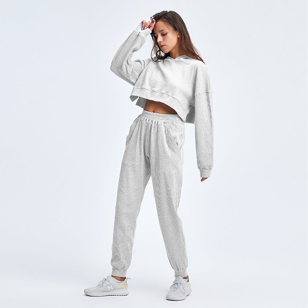 GOMIFLEX Cropped Hoodie Tracksuit Set