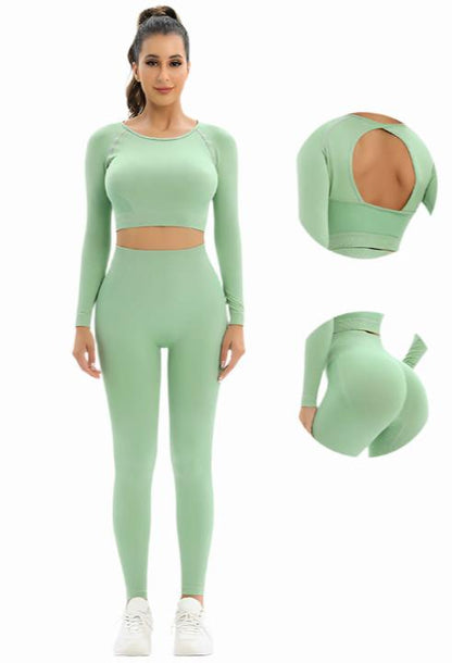 High-Waist Long Sleeve Leggings Set